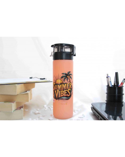 Summer Vibes Temalı - Baskılı Cam Suluk & Termos - 550 ml