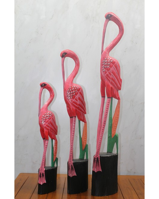 Ahşap 3'Lü Flamingo Seti Trendy-5