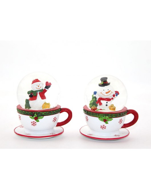 Fincan Tasarımlı Noel Baba Kar Küresi 10 Cm Alk2004